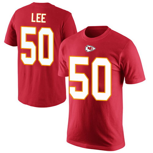 Men Kansas City Chiefs #50 Lee Darron Red Rush Pride Name and Number NFL T Shirt->nfl t-shirts->Sports Accessory